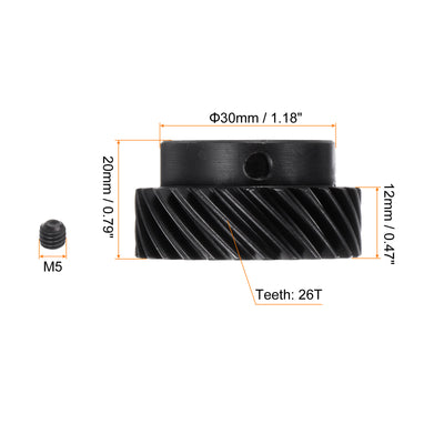 Harfington Helical Gear 10mm Aperture 26T 1 Mod Hardened Steel Motor Gear, Left Direction