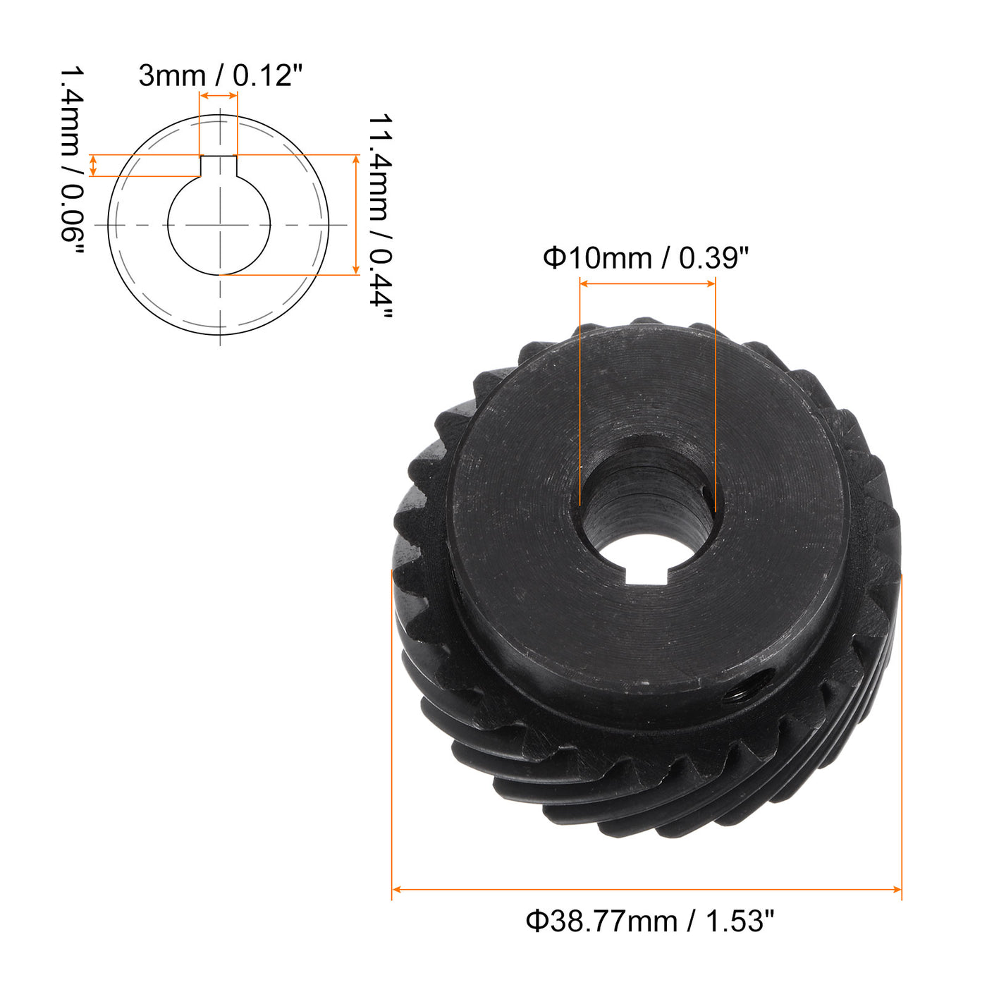 Harfington Helical Gear 10mm Inner Diameter 26T 1 Mod Steel Motor Gear, Right Direction