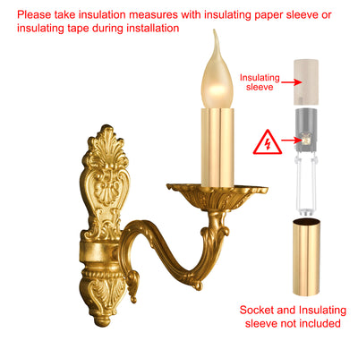 Harfington E12 Candle Socket Covers, 3.1 Inch Candelabra Base Holder, Gold Tone 12 Pcs