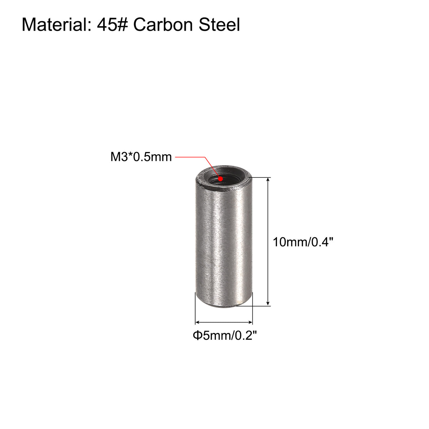 uxcell Uxcell M3 Internal Thread Dowel Pin 10pcs 5x10mm Chamfering Flat Carbon Steel Pin