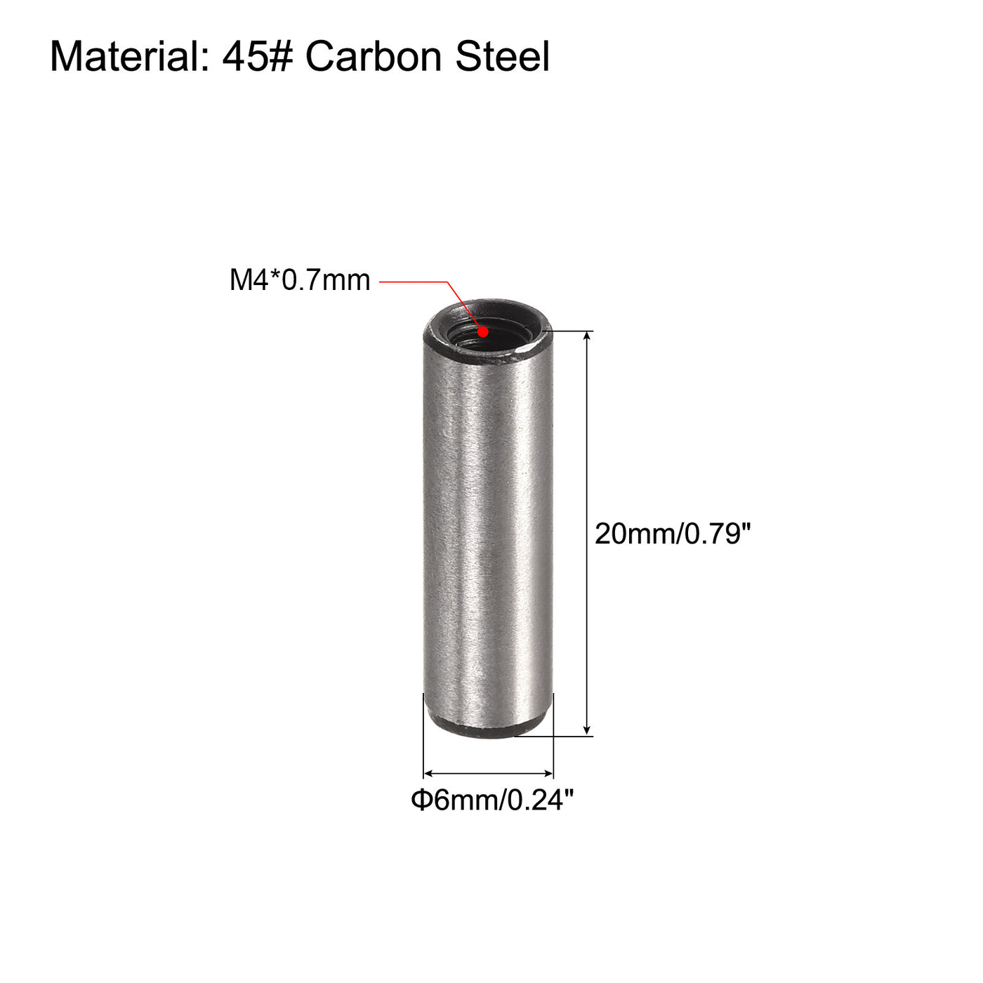 uxcell Uxcell M4 Internal Thread Dowel Pin 10pcs 6x20mm Chamfering Flat Carbon Steel Pin