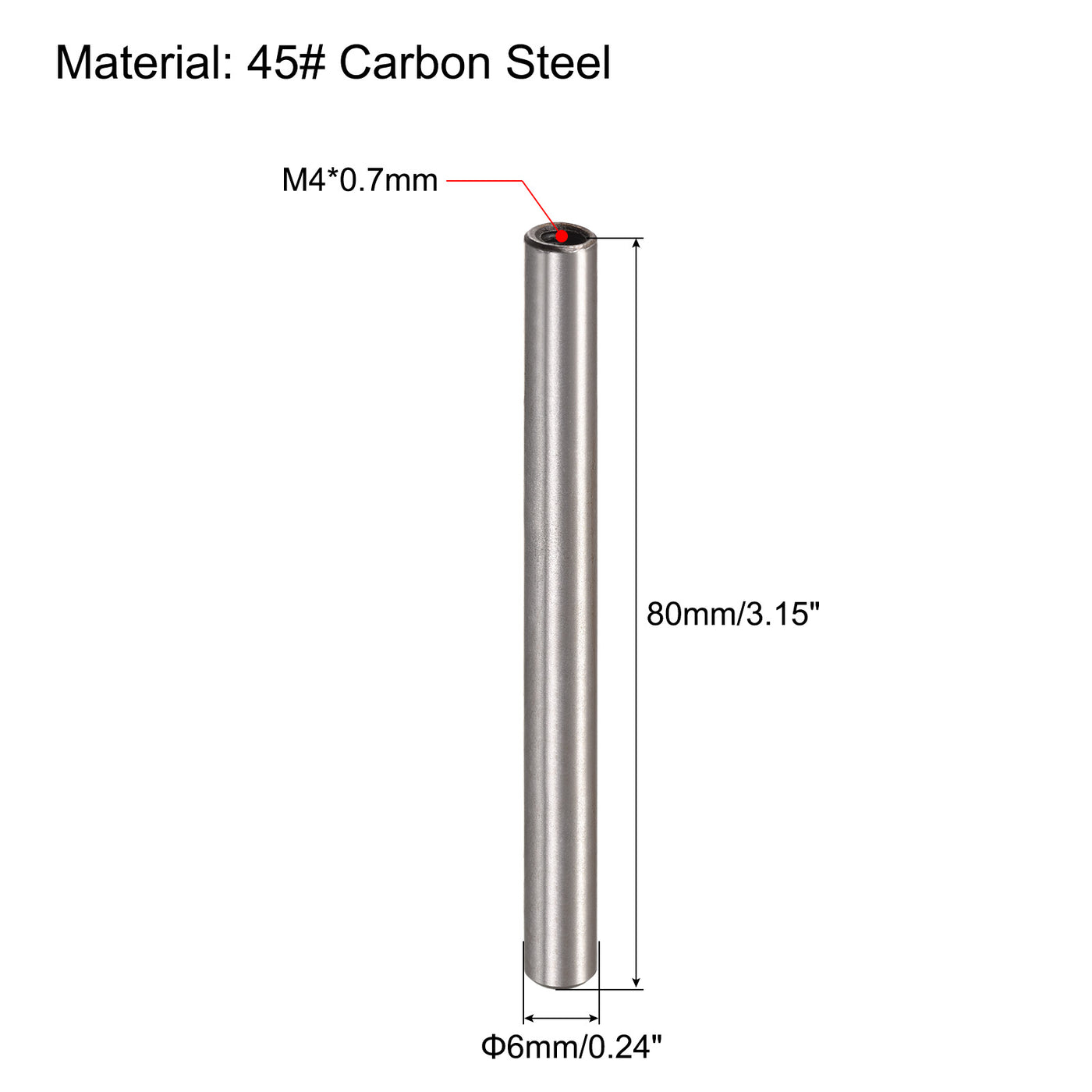 uxcell Uxcell M4 Internal Thread Dowel Pin 10pcs 6x80mm Chamfering Flat Carbon Steel Pin