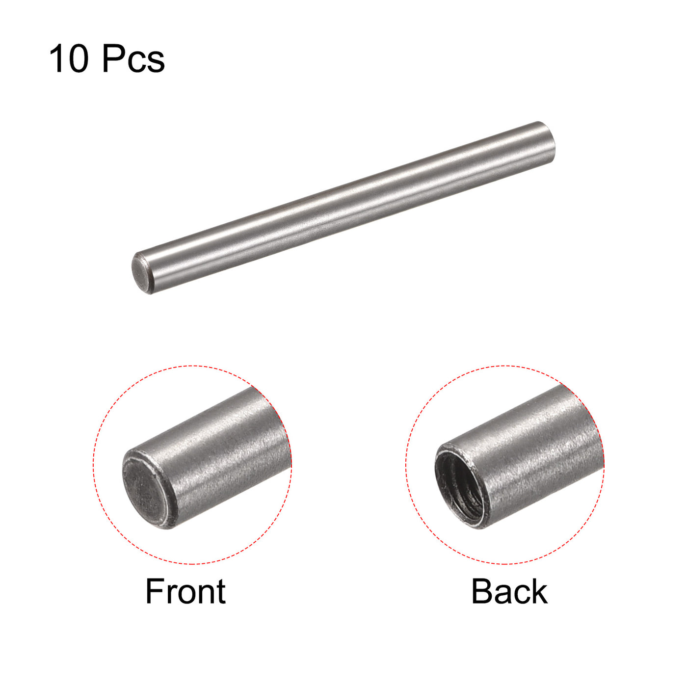 uxcell Uxcell M4 Internal Thread Dowel Pin 10pcs 6x80mm Chamfering Flat Carbon Steel Pin