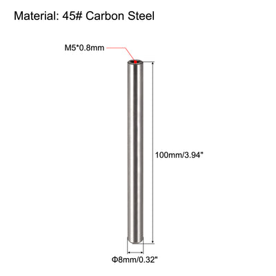 Harfington Uxcell M5 Internal Thread Dowel Pin 6pcs 8x100mm Chamfering Flat Carbon Steel Pin