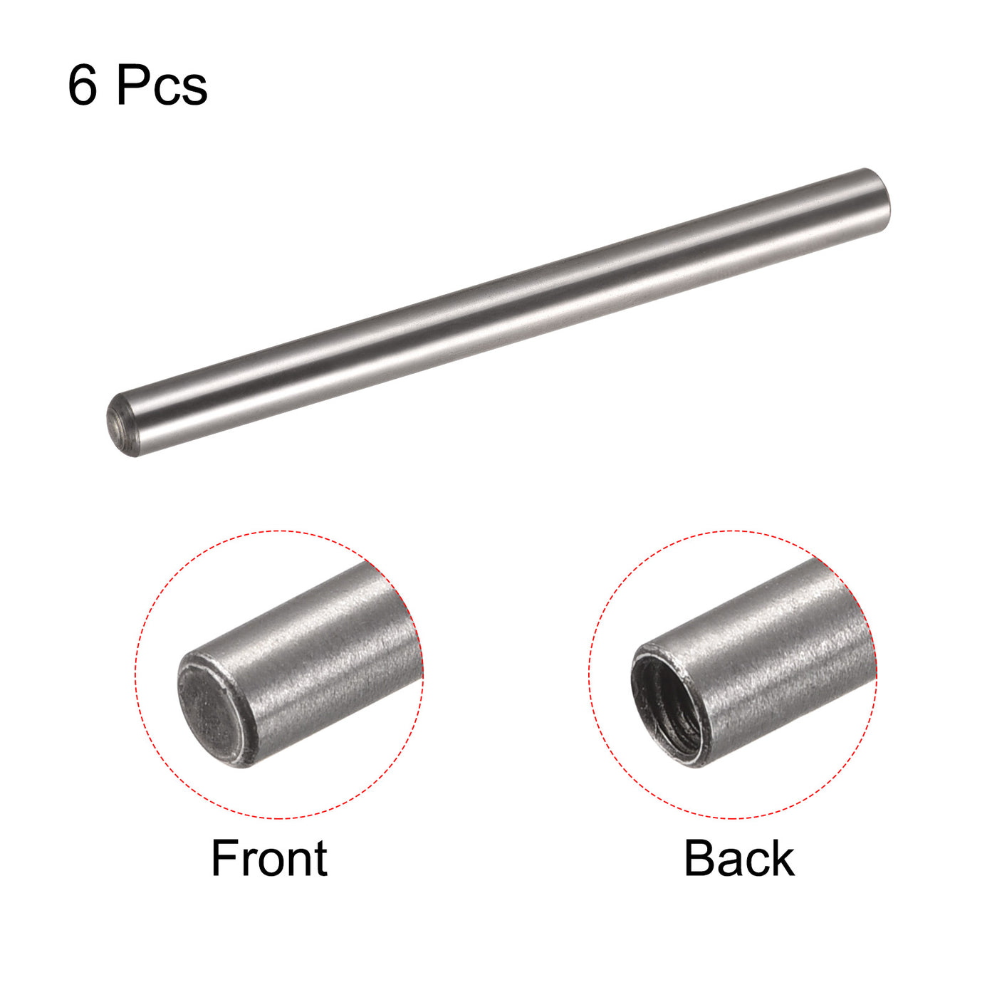 uxcell Uxcell M5 Internal Thread Dowel Pin 6pcs 8x100mm Chamfering Flat Carbon Steel Pin