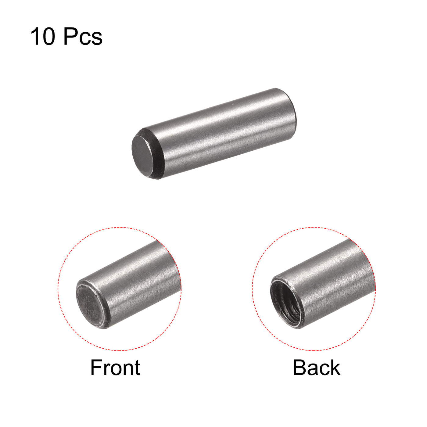 uxcell Uxcell M6 Internal Thread Dowel Pin 10pcs 10x30mm Chamfering Flat Carbon Steel Pin