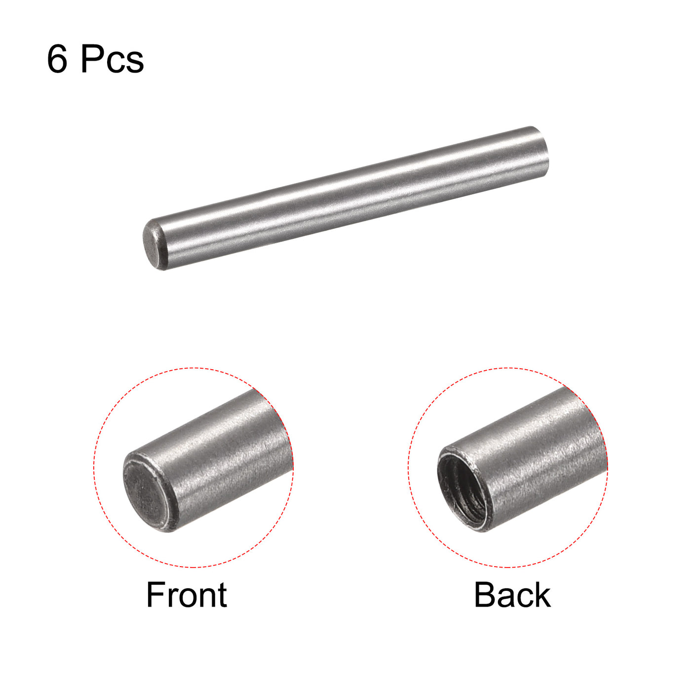 uxcell Uxcell M6 Internal Thread Dowel Pin 6pcs 10x80mm Chamfering Flat Carbon Steel Pin