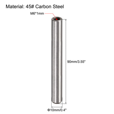 Harfington Uxcell M6 Internal Thread Dowel Pin 2pcs 10x90mm Chamfering Flat Carbon Steel Pin