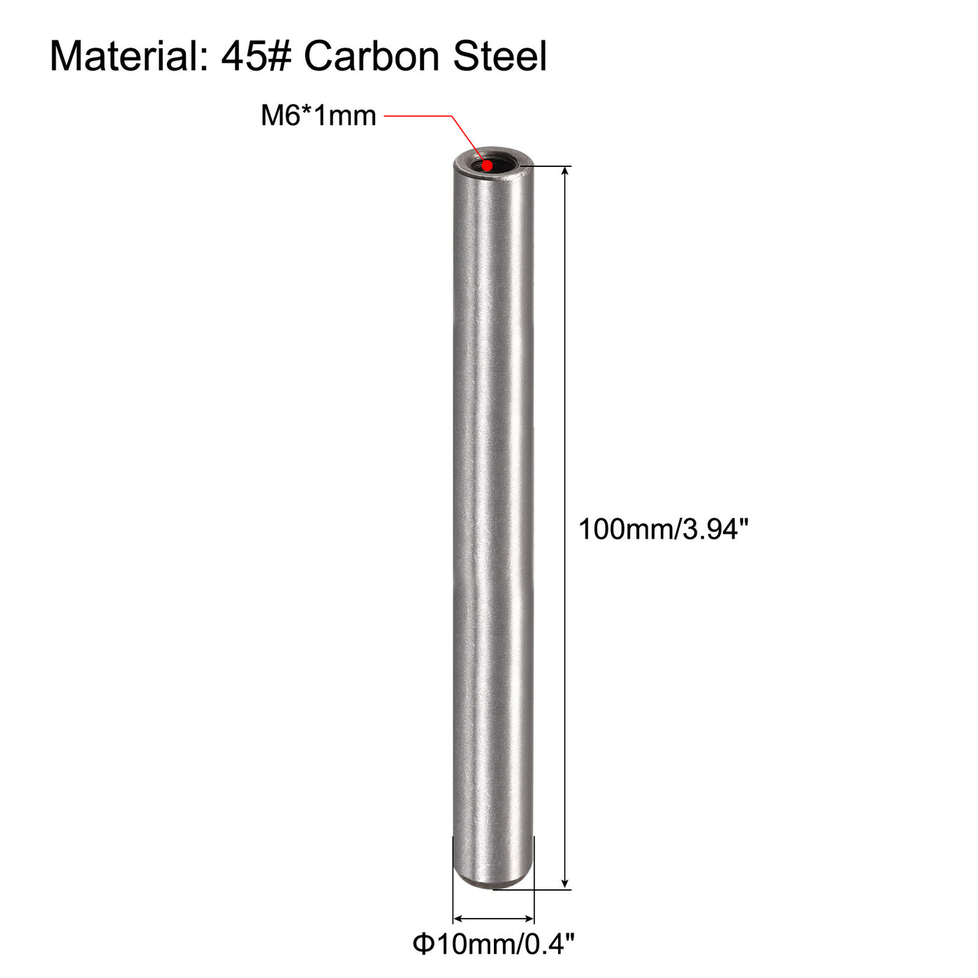 uxcell Uxcell M6 Internal Thread Dowel Pin 2pcs 10x100mm Chamfering Flat Carbon Steel Pin