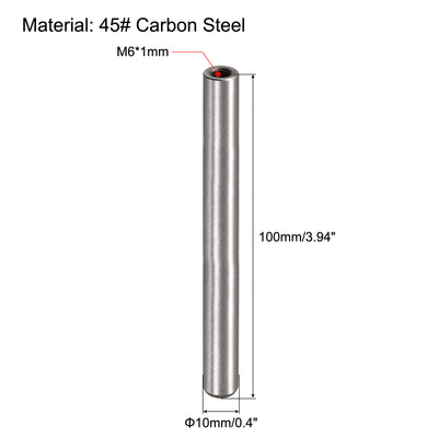 Harfington Uxcell M6 Internal Thread Dowel Pin 2pcs 10x100mm Chamfering Flat Carbon Steel Pin