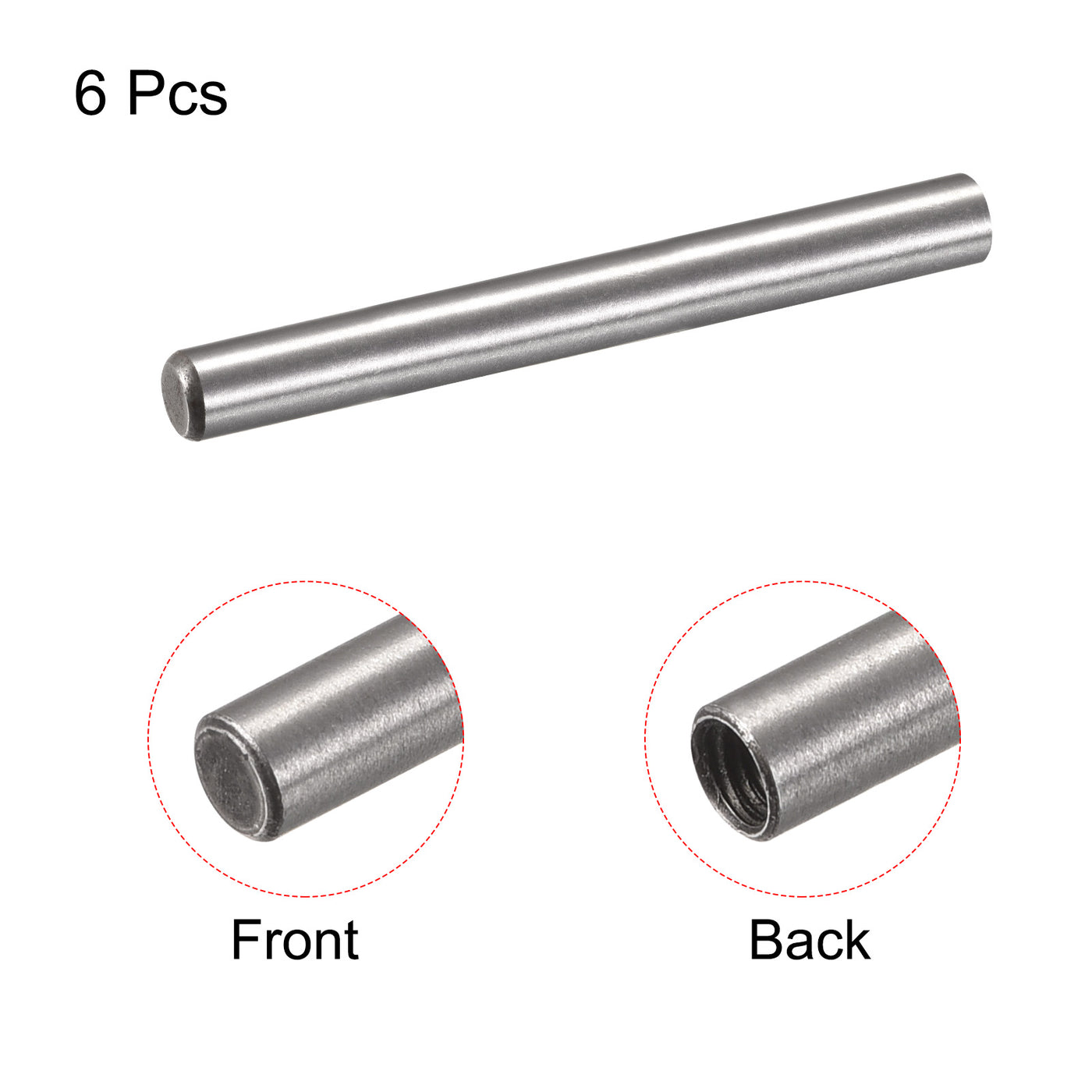 uxcell Uxcell M6 Internal Thread Dowel Pin 6pcs 10x100mm Chamfering Flat Carbon Steel Pin