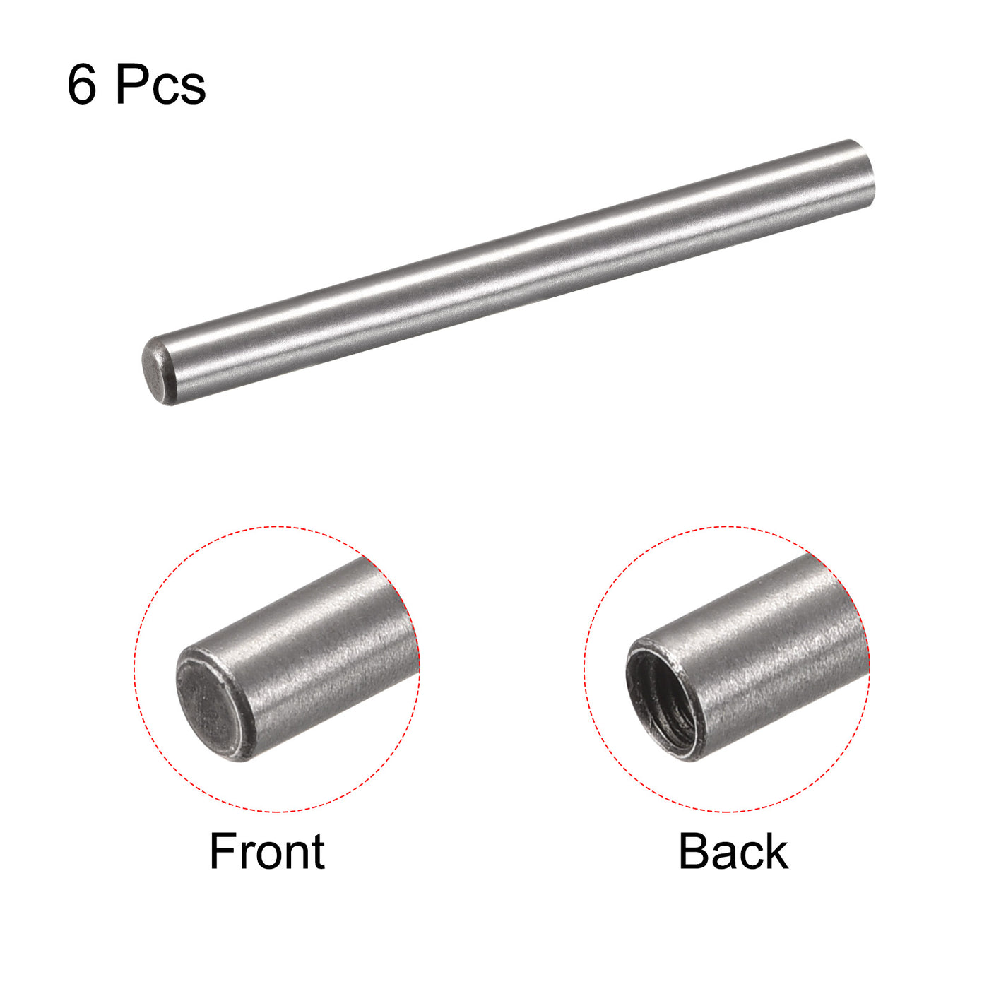 uxcell Uxcell M6 Internal Thread Dowel Pin 6pcs 10x120mm Chamfering Flat Carbon Steel Pin