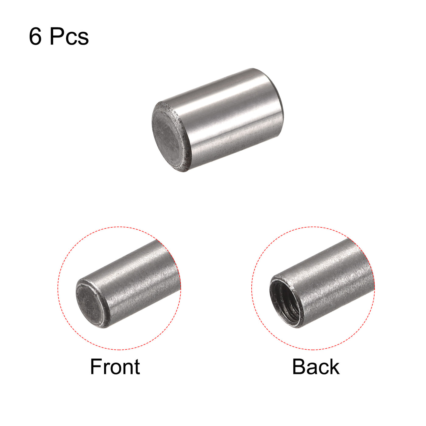 uxcell Uxcell 6 Stück M6 Innengewinde Dübelstift 12x20mm Anfasen Flacher Kohlenstoffstahl Zylindrischer Stift Bett Bücherregal Metall Geräte Industriestifte