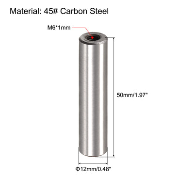 Harfington Uxcell M6 Internal Thread Dowel Pin 2pcs 12x50mm Chamfering Flat Carbon Steel Pin