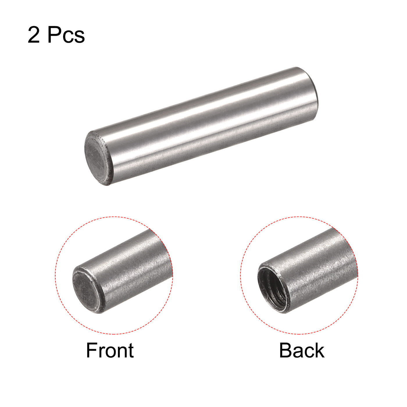 uxcell Uxcell M6 Internal Thread Dowel Pin 2pcs 12x50mm Chamfering Flat Carbon Steel Pin