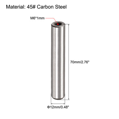 Harfington Uxcell M6 Internal Thread Dowel Pin 6pcs 12x70mm Chamfering Flat Carbon Steel Pin