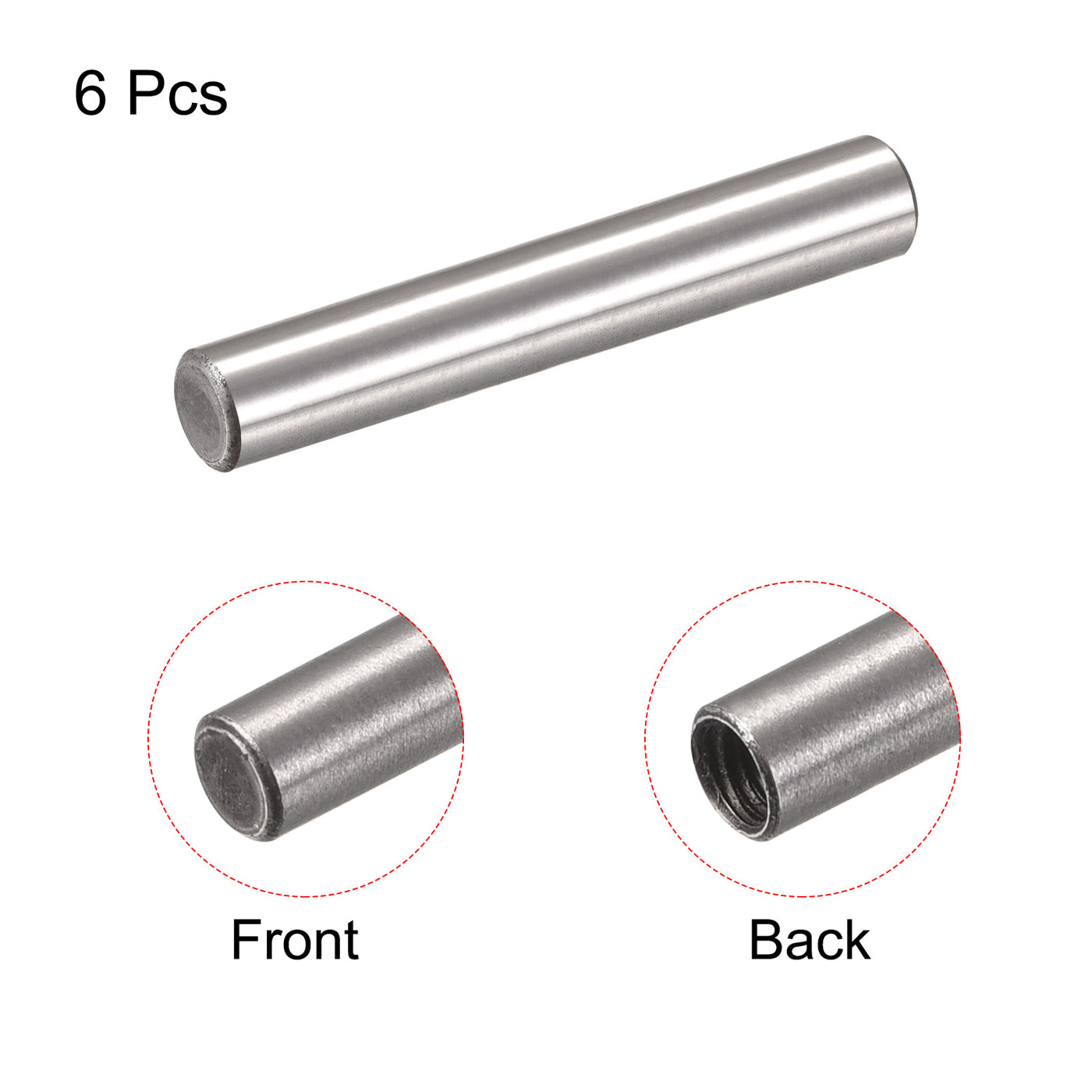 uxcell Uxcell M6 Internal Thread Dowel Pin 6pcs 12x70mm Chamfering Flat Carbon Steel Pin