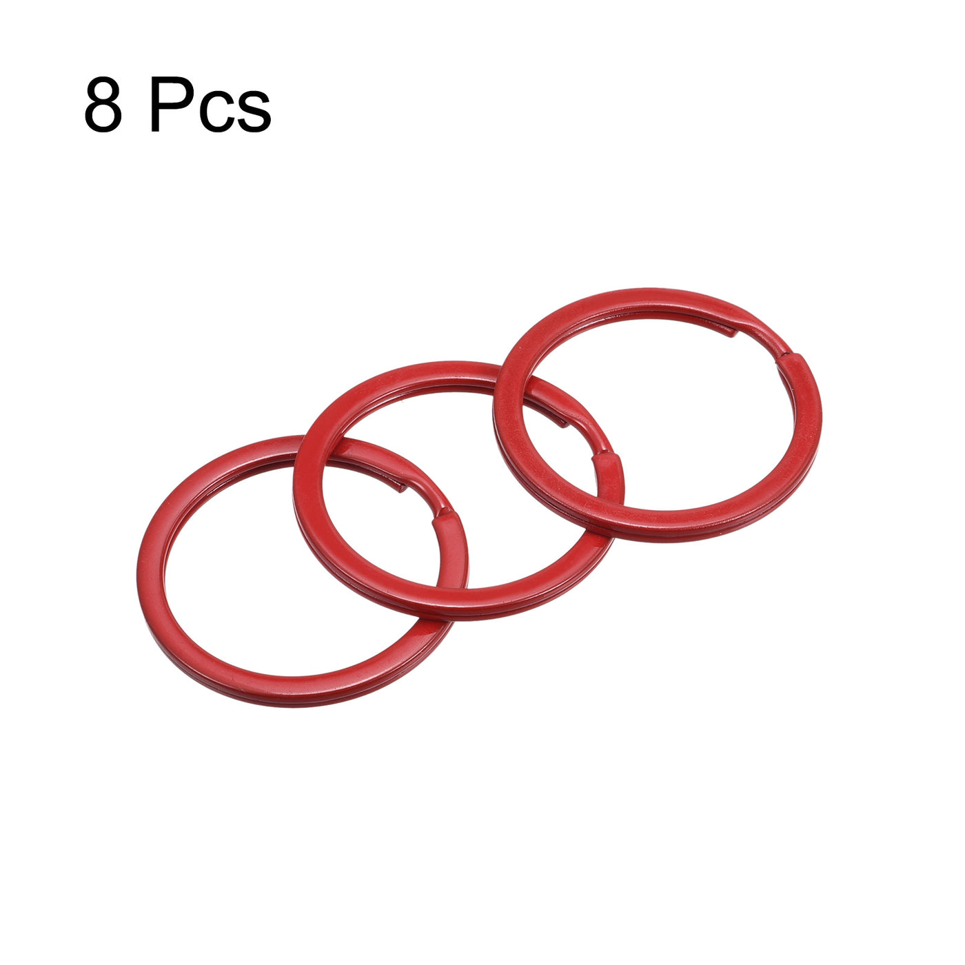 uxcell Uxcell Split Keychain Rings, 30mm/1.2inch Round Flat Key Holder for Keys Organization, Decoration, Carbon Steel, Red, 8Pcs