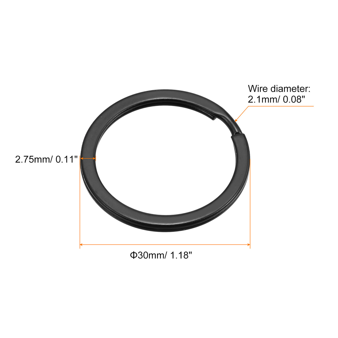 uxcell Uxcell 8Stk Geteilt Schlüsselanhänger Ring 30mm/1,2” Rund flach Schlüsselhalter Schwarz