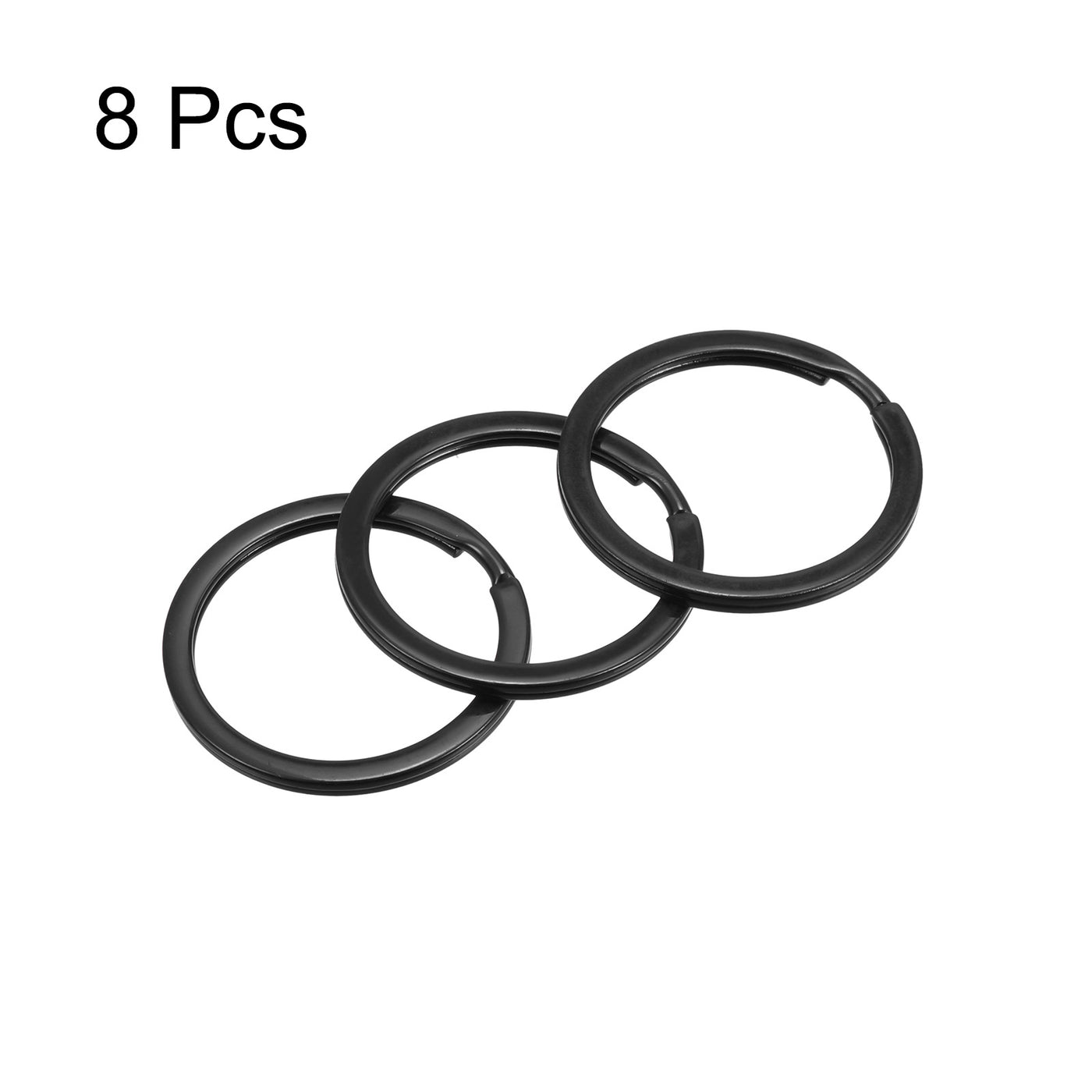 uxcell Uxcell 8Stk Geteilt Schlüsselanhänger Ring 30mm/1,2” Rund flach Schlüsselhalter Schwarz