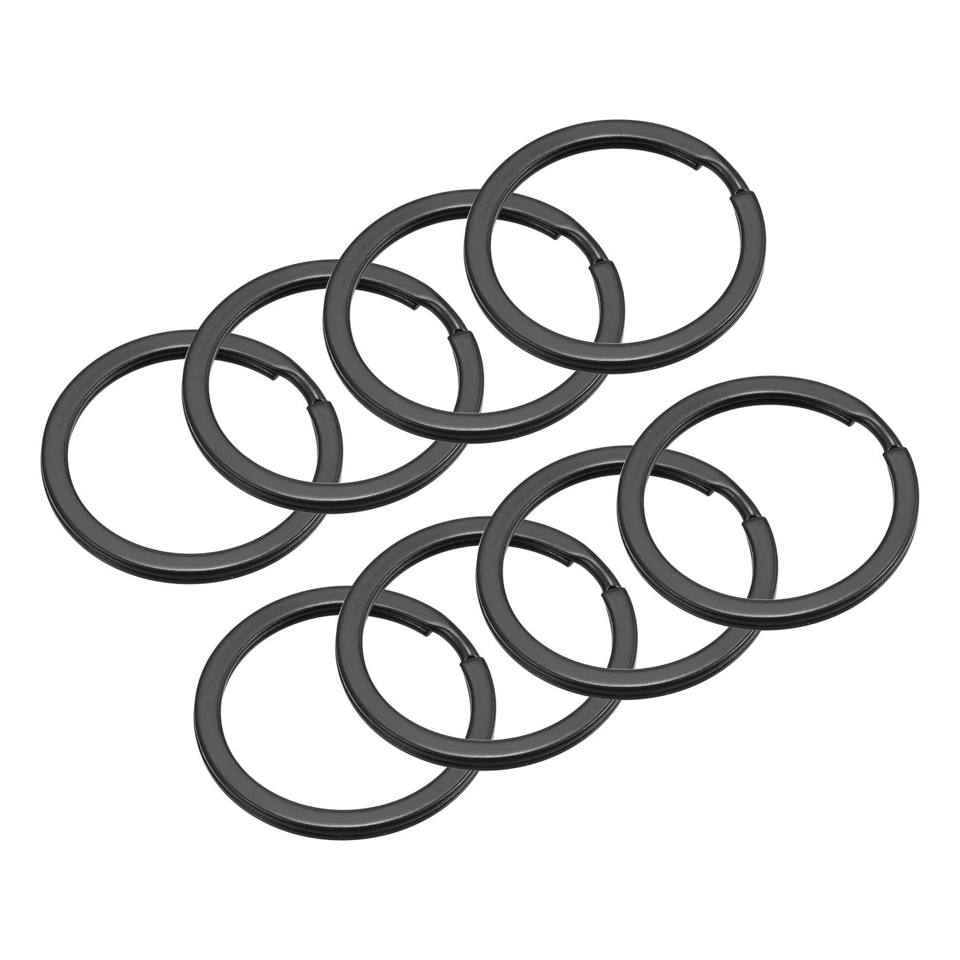 uxcell Uxcell 8Stk Geteilt Schlüsselanhänger Ring 30mm/1,2” Rund flach Schlüsselhalter Schwarz