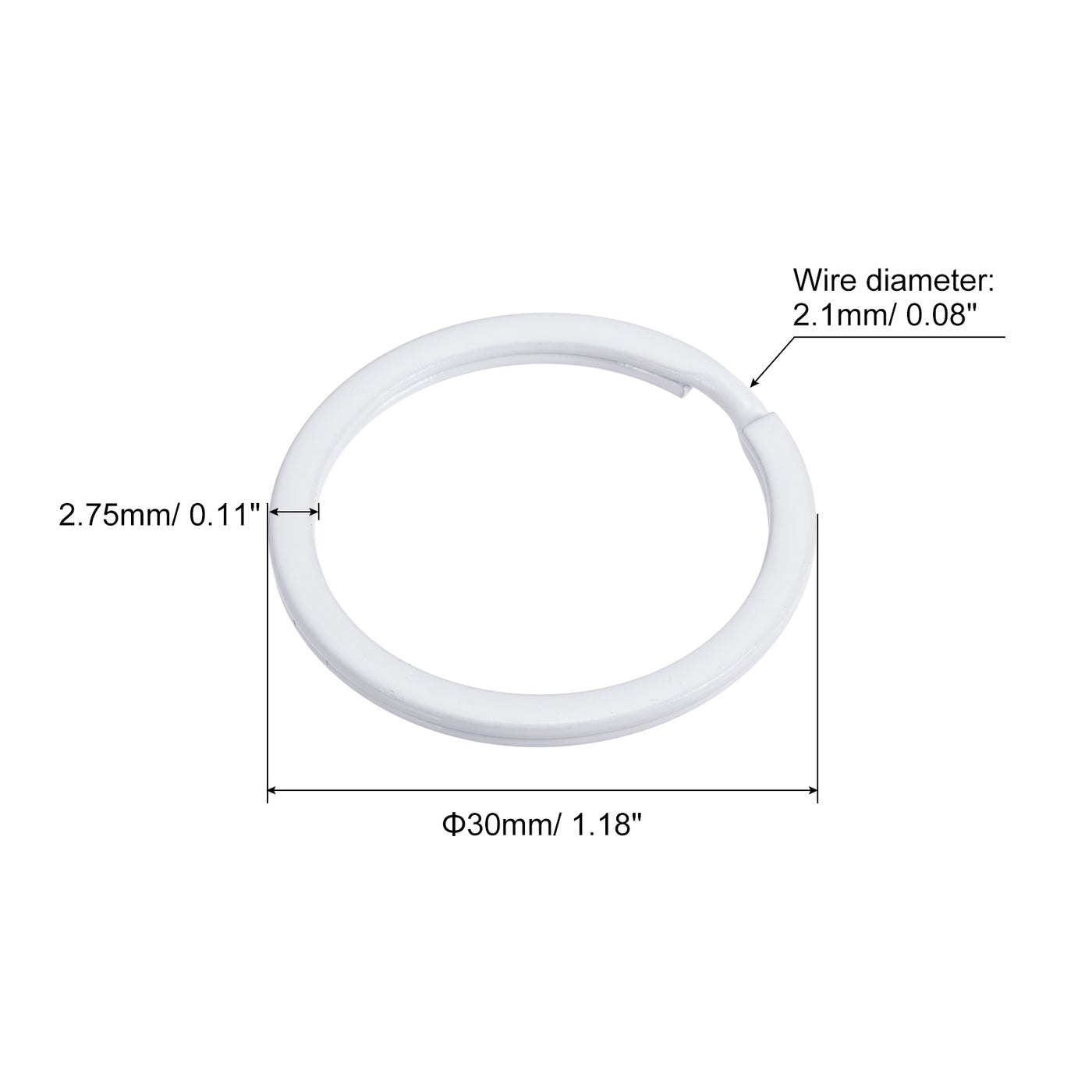 uxcell Uxcell 8Stk. Geteilt Schlüsselanhänger Ring 30mm/1,2”Rund flach Schlüsselhalter Weiß