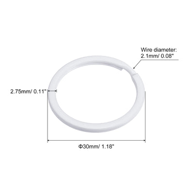 Harfington Uxcell 8Stk. Geteilt Schlüsselanhänger Ring 30mm/1,2”Rund flach Schlüsselhalter Weiß