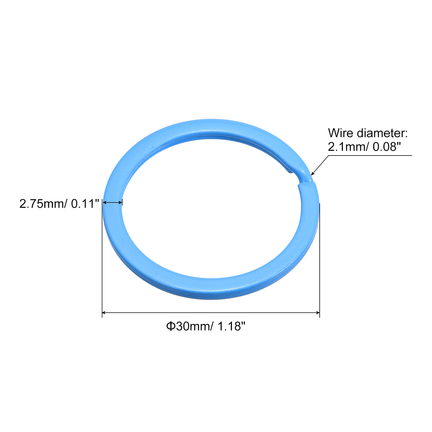 uxcell Uxcell 8Stk. Geteilt Schlüsselanhänger Ring 30mm/1,2”Rund flach Schlüsselhalter Blau