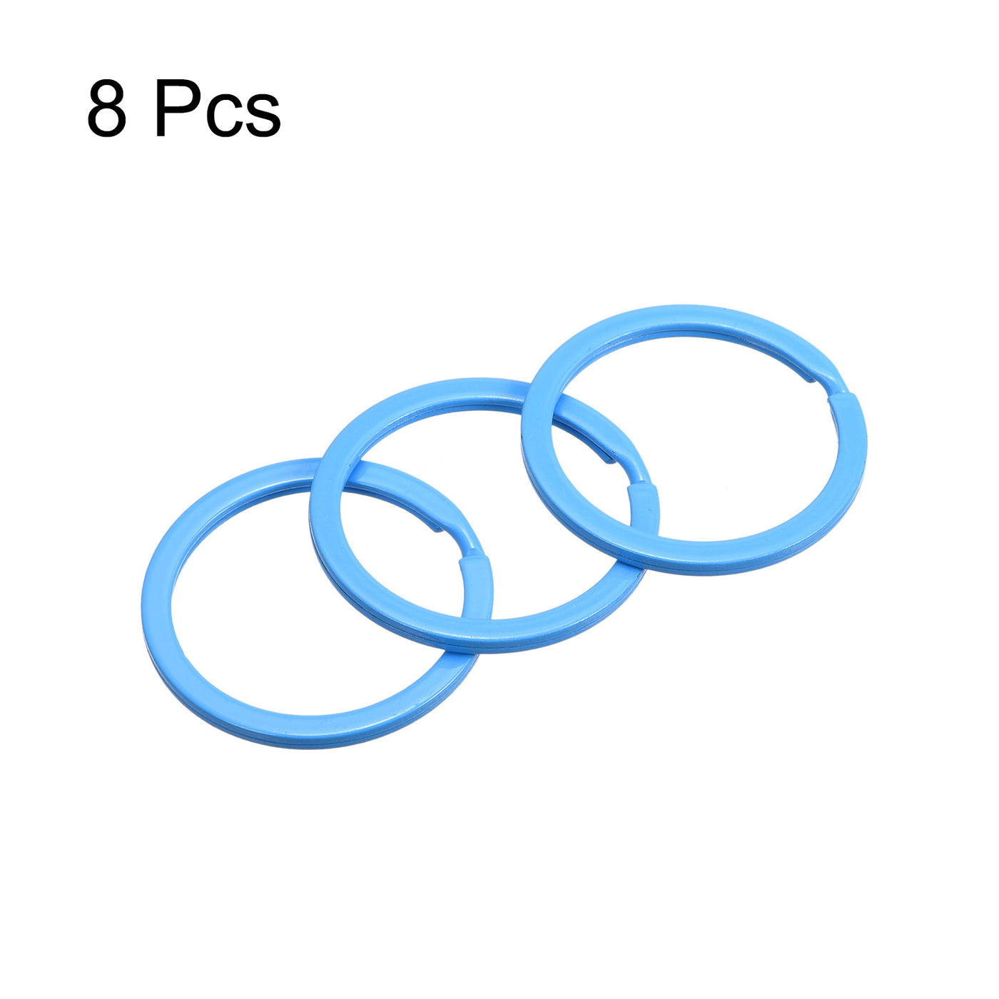 uxcell Uxcell 8Stk. Geteilt Schlüsselanhänger Ring 30mm/1,2”Rund flach Schlüsselhalter Blau