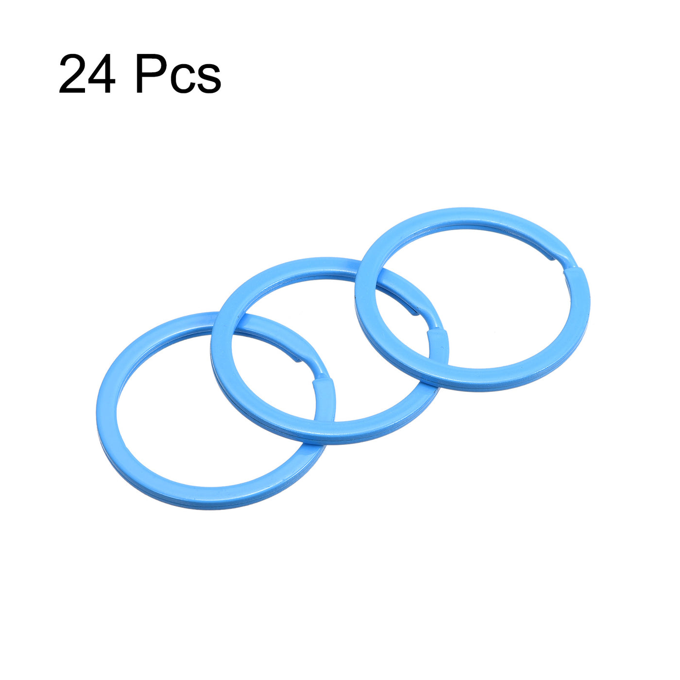 uxcell Uxcell 24Stk. Geteilt Schlüsselanhänger Ring 30mm/1,2”Rund flach Schlüsselhalter Blau