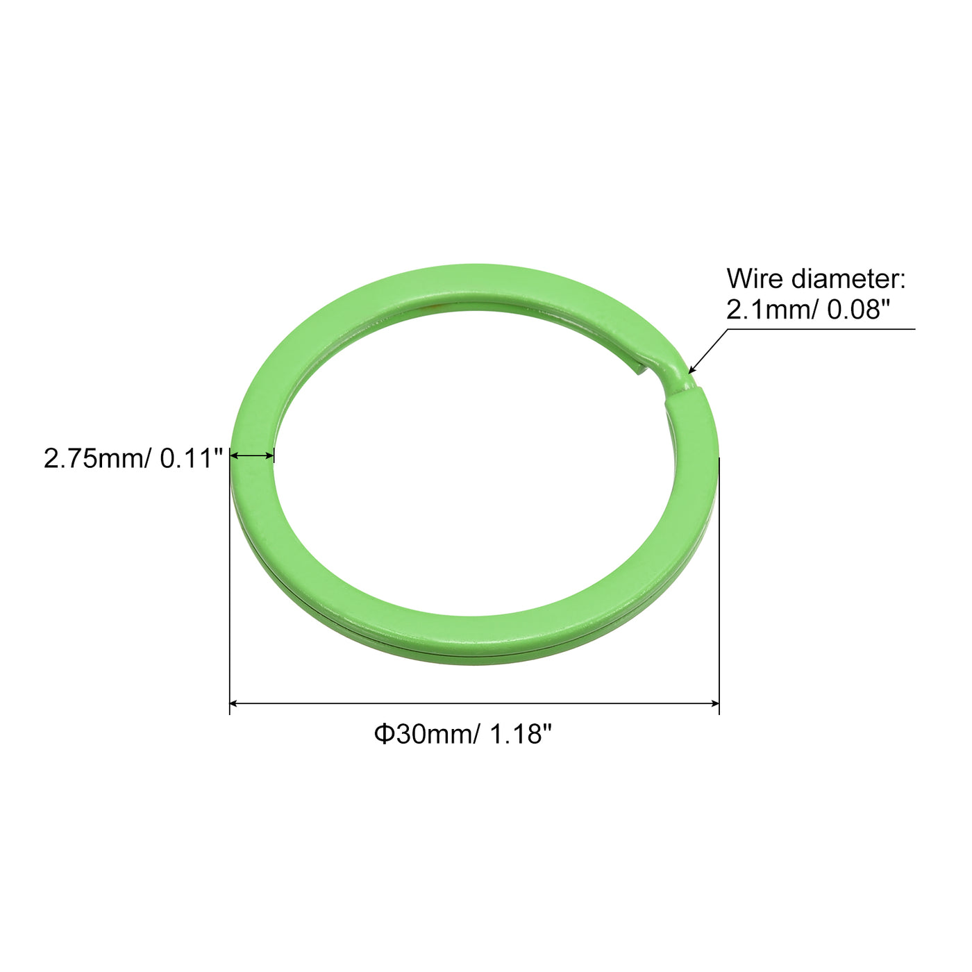 uxcell Uxcell 8Stk. Geteilt Schlüsselanhänger Ring 30mm/1,2”Rund flach Schlüsselhalter Grün