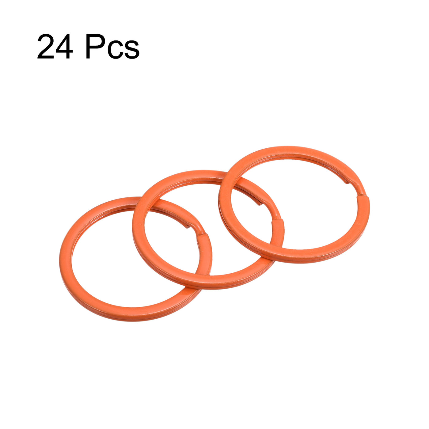 uxcell Uxcell Split Keychain Rings, 30mm/1.2inch Round Flat Key Holder for Keys Organization, Decoration, Carbon Steel, Orange, 24Pcs