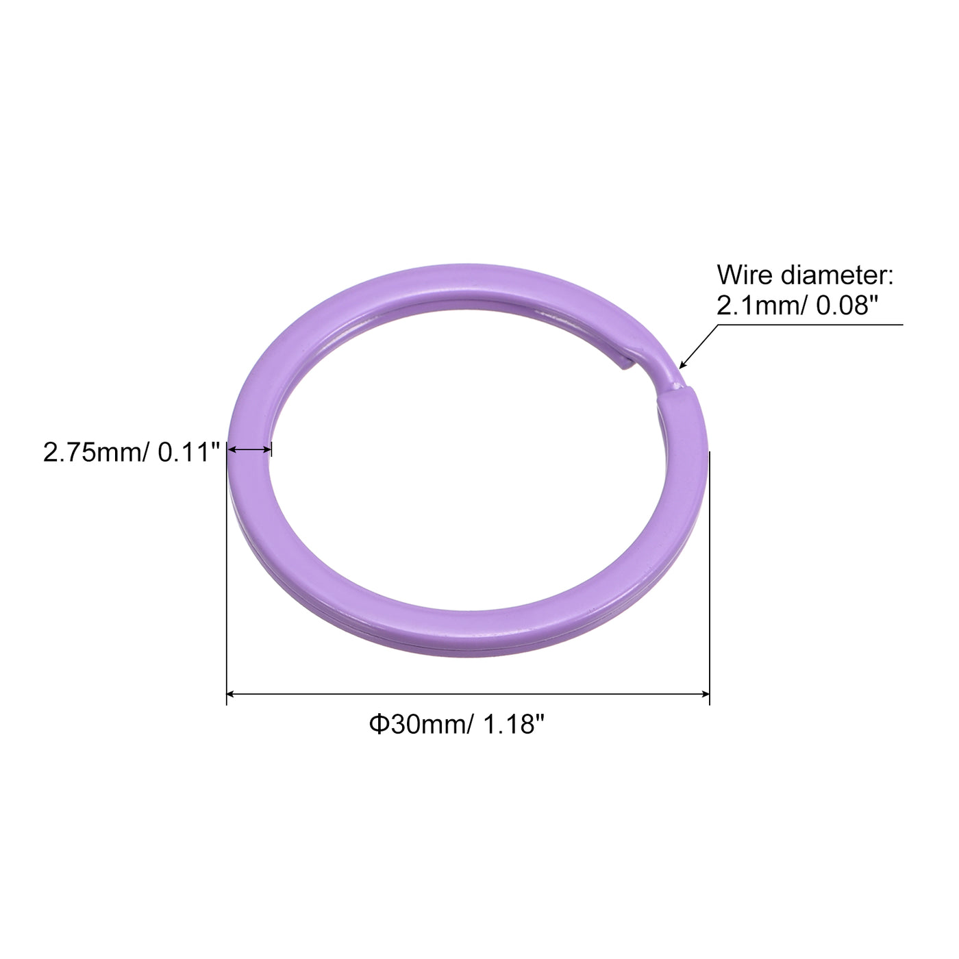 uxcell Uxcell 24Stk. Geteilt Schlüsselanhänger Ring 30mm/1,2”Rund flach Schlüsselhalter Lila