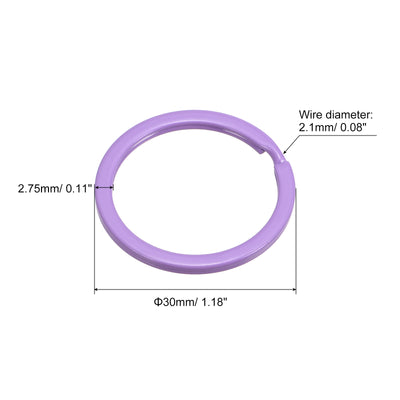 Harfington Uxcell 24Stk. Geteilt Schlüsselanhänger Ring 30mm/1,2”Rund flach Schlüsselhalter Lila