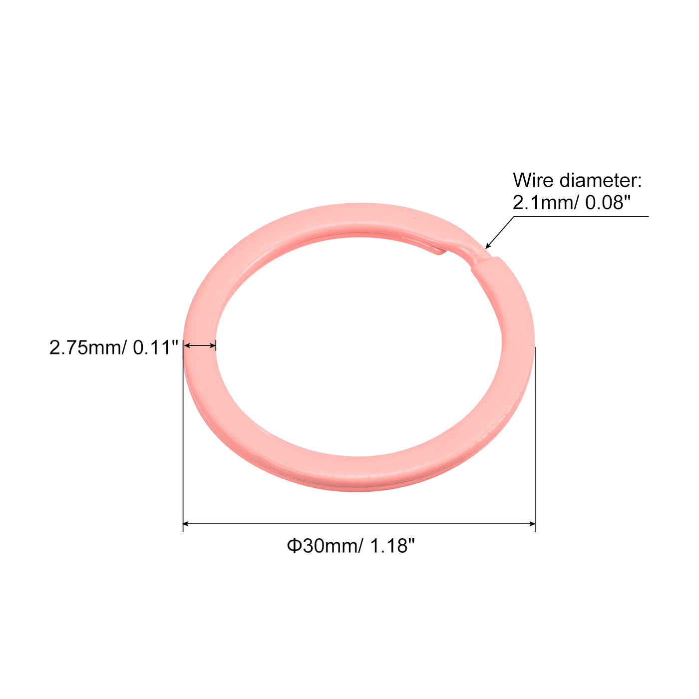 uxcell Uxcell 24Stk. Geteilt Schlüsselanhänger Ring 30mm/1,2”Rund flach Schlüsselhalter Rosa