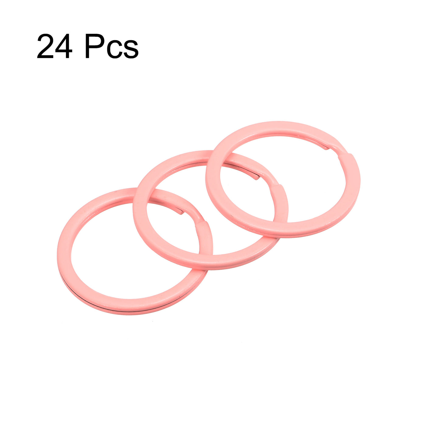 uxcell Uxcell 24Stk. Geteilt Schlüsselanhänger Ring 30mm/1,2”Rund flach Schlüsselhalter Rosa