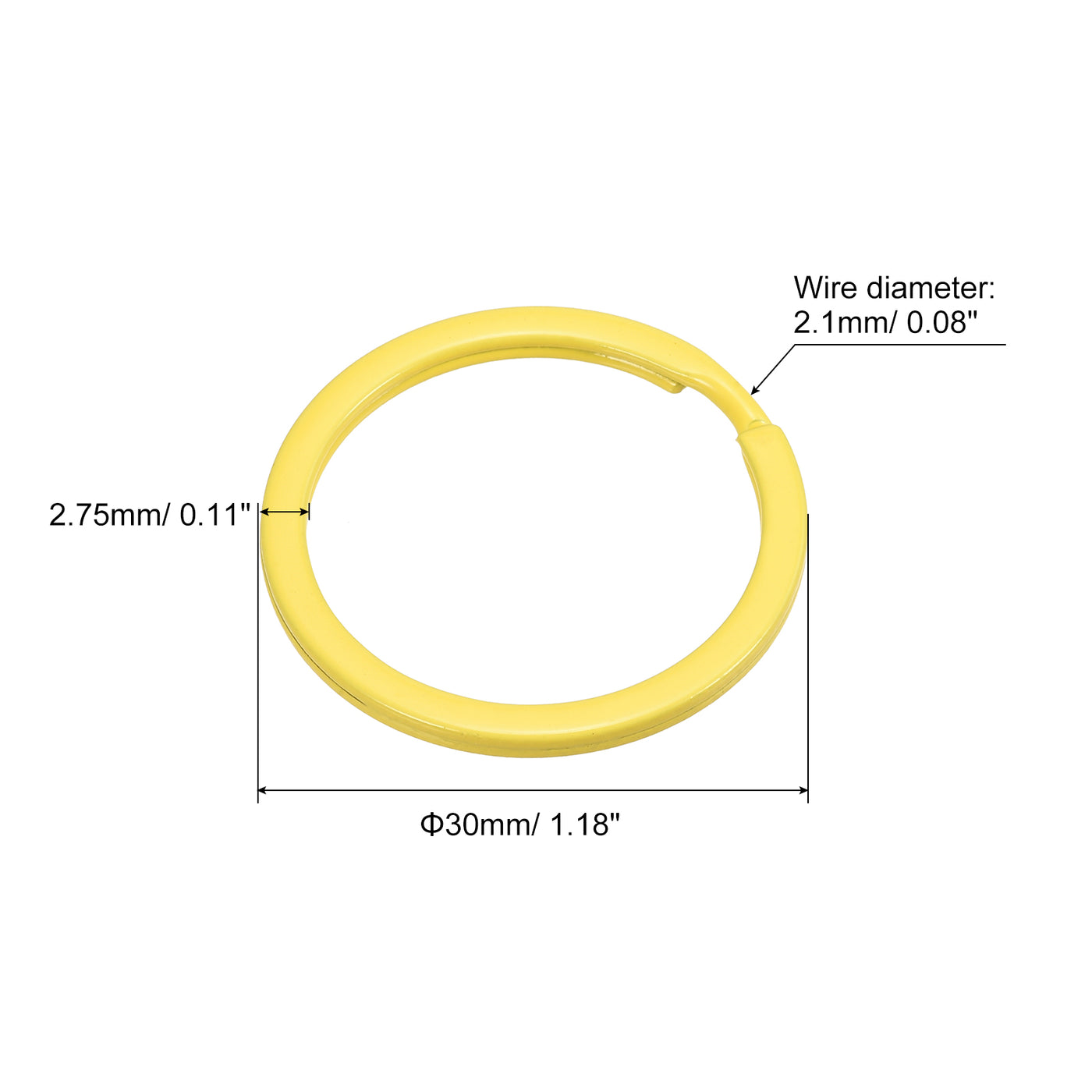 uxcell Uxcell Split Keychain Rings, 30mm/1.2inch Round Flat Key Holder for Keys Organization, Decoration, Carbon Steel, Yellow, 8Pcs