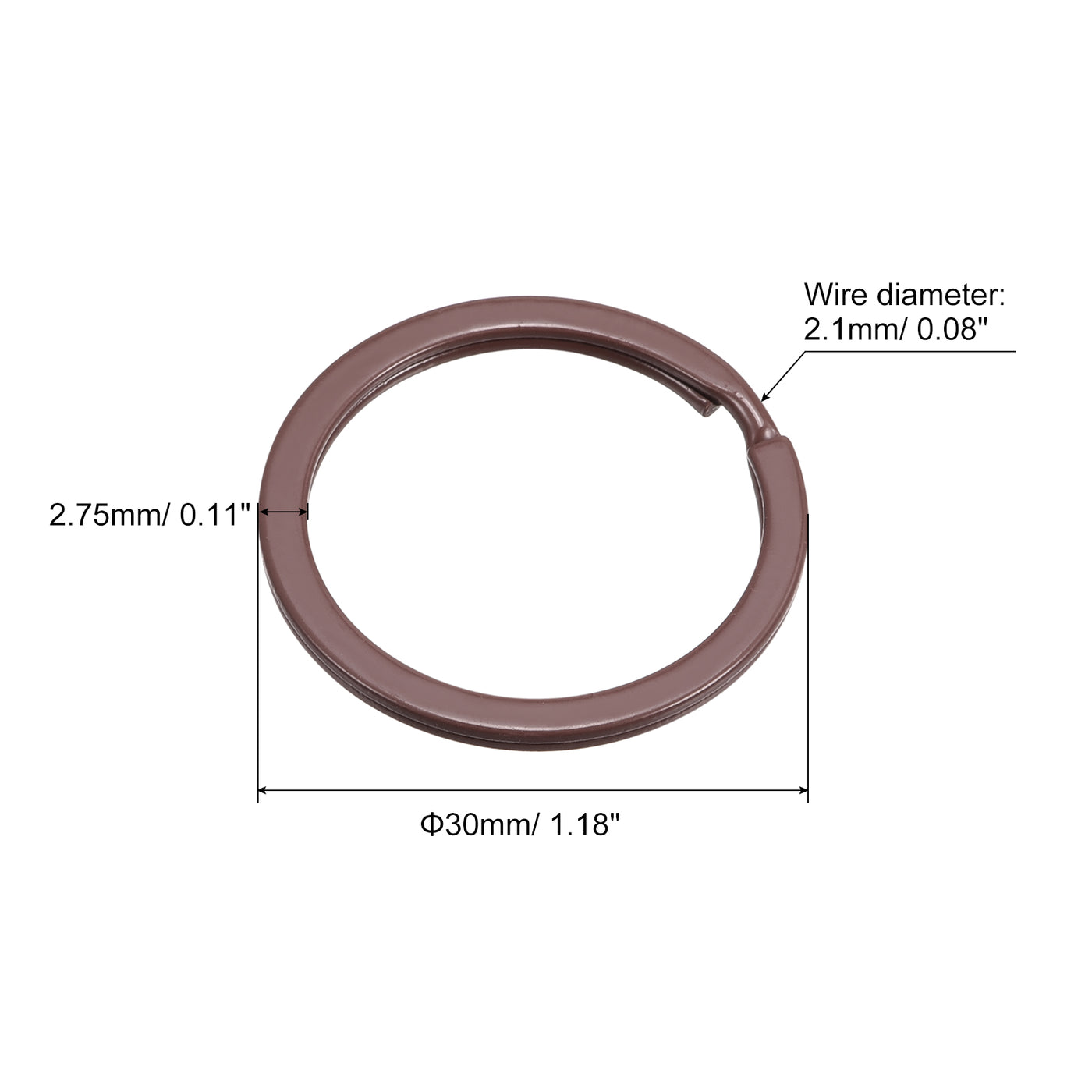 uxcell Uxcell 8Stk. Geteilt Schlüsselanhänger Ring 30mm/1,2”Rund flach Schlüsselhalter Kaffee