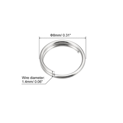 Harfington Uxcell 120Stk. Doppelte Schleifen Spaltringe 8mm kleine runde Schlüsselring Silberton