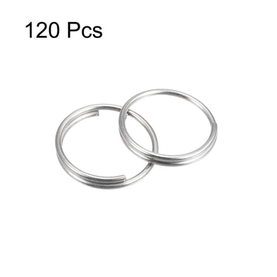 Harfington Uxcell Double Loops Split Rings, 10mm Small Round Key Ring Parts for DIY Crafts Making, Silver Tone 120Pcs