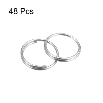 Harfington Uxcell Double Loops Split Rings, 10mm Small Round Key Ring Parts for DIY Crafts Making, Silver Tone 48Pcs