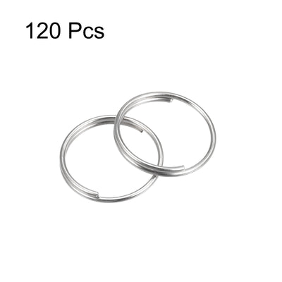 Harfington Uxcell Double Loops Split Rings, 12mm Small Round Key Ring Parts for DIY Crafts Making, Silver Tone 120Pcs