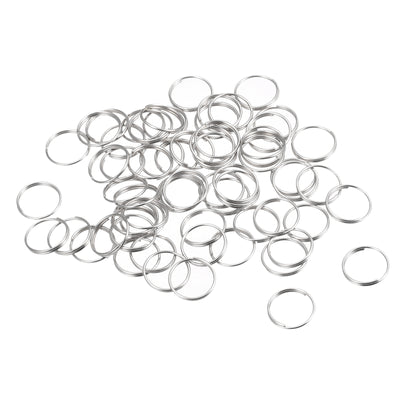 Harfington Uxcell Double Loops Split Rings, 12mm Small Round Key Ring Parts for DIY Crafts Making, Silver Tone 120Pcs