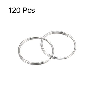 Harfington Uxcell Double Loops Split Rings, 14mm Small Round Key Ring Parts for DIY Crafts Making, Silver Tone 120Pcs