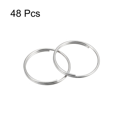 Harfington Uxcell Double Loops Split Rings, 14mm Small Round Key Ring Parts for DIY Crafts Making, Silver Tone 48Pcs