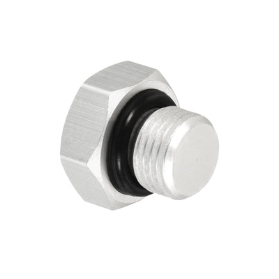 Harfington G1/8 Male Thread Hex Head Pipe Plug, Aluminum Nut Cap Socket Hose Fitting Adapter Connector for Water Fuel Gas Tube, Silver