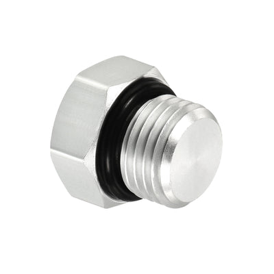 Harfington G1/4 Male Thread Hex Head Pipe Plug, Aluminum Nut Cap Socket Hose Fitting Adapter Connector for Water Fuel Gas Tube, Silver