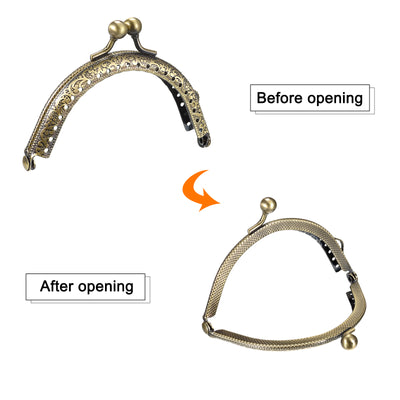 Harfington Uxcell Metal Purse Frames, 3.3" 5Pcs Kiss Lock Clasp Frame for Coin Bag DIY, Bronze