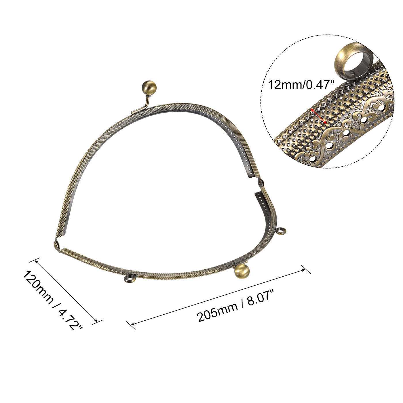 uxcell Uxcell Metal Purse Frames, 8.1" 2Pcs Kiss Lock Clasp Frame for Coin Bags DIY, Bronze