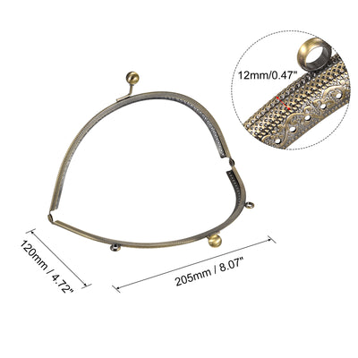 Harfington Uxcell Metal Purse Frames, 8.1" 2Pcs Kiss Lock Clasp Frame for Coin Bags DIY, Bronze